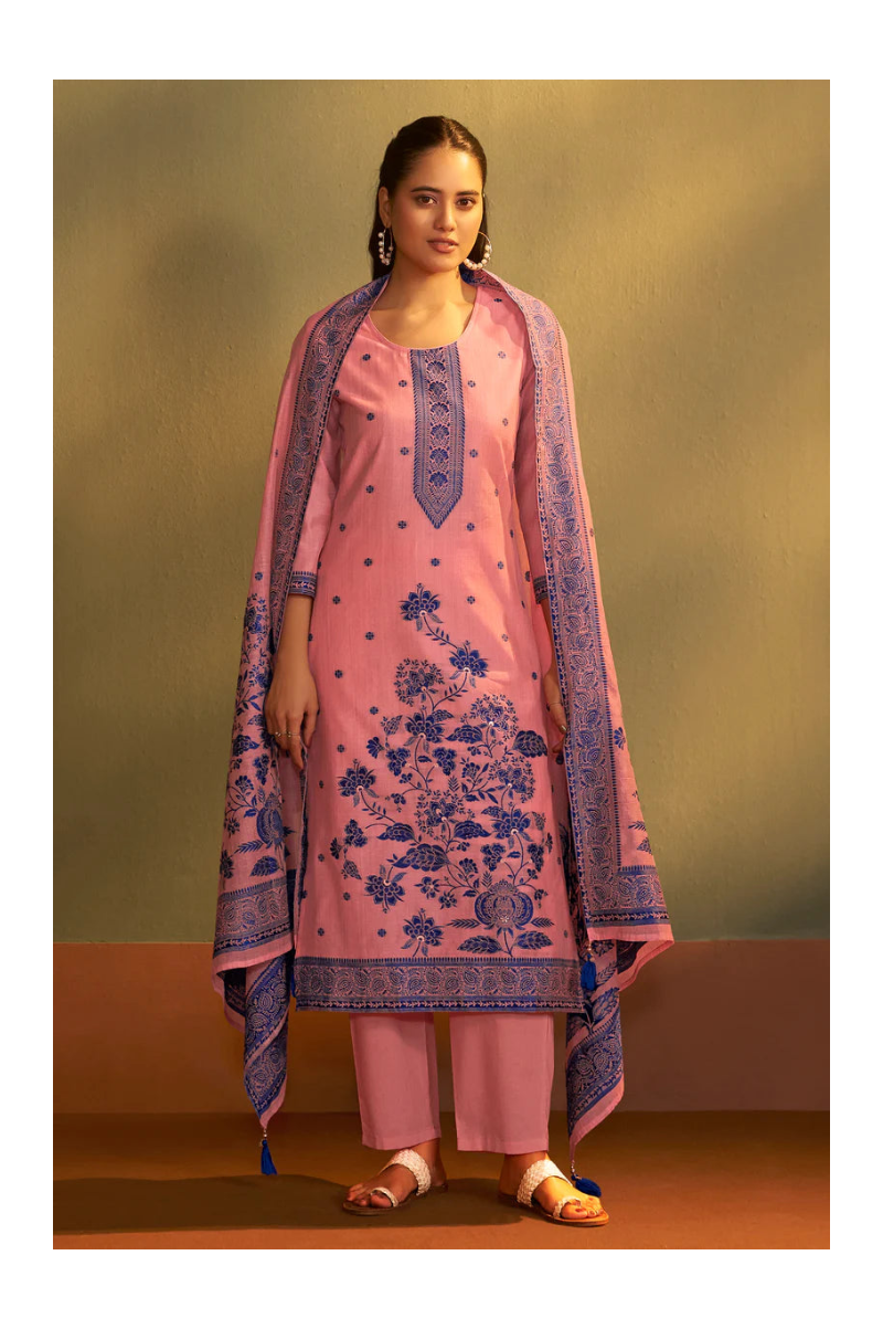 Pink Jacquard Art Silk Kurta Set with Cotton Bottom & Silk Blend Dupatta