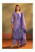 Lilac Jacquard Art Silk Kurta Set with Cotton Bottom & Silk Jacquard Dupatta