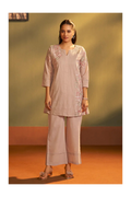 Brown Pure Cotton Embroidered Co-Ord Set
