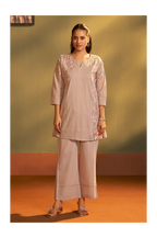 Brown Pure Cotton Embroidered Co-Ord Set