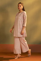 Brown Pure Cotton Embroidered Co-Ord Set