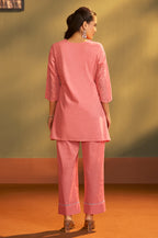 Women’s Pure Cotton Rust Schiffli Co-Ord Set