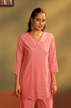 Women’s Pure Cotton Rust Schiffli Co-Ord Set