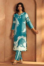 Purple Viscose Rayon Printed Straight Co-Ord Set
