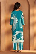 Purple Viscose Rayon Printed Straight Co-Ord Set