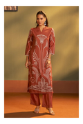 Rust Viscose Rayon Printed Straight Co-Ord Set