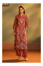 Rust Viscose Rayon Printed Straight Co-Ord Set