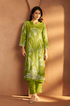 Rust Viscose Rayon Printed Straight Co-Ord Set