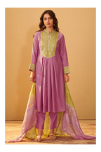 Light Pink Roman Silk Embroidered Flared Kurta Set Dupatta