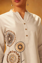 Women Pink Pure Cotton Embroidered Straight Kurta Co-Ord Set