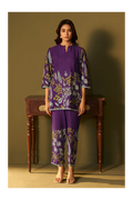 Purple Rayon Floral Printed Co-Ord Set