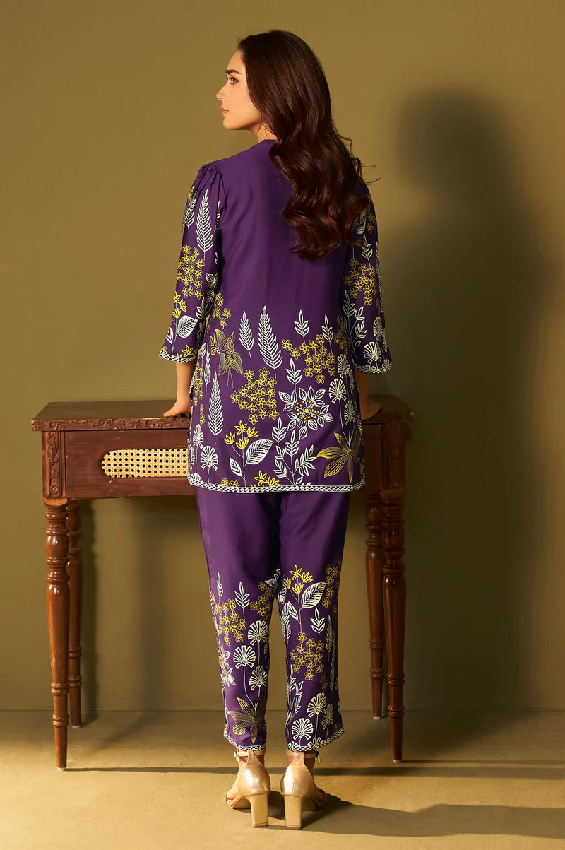 Purple Rayon Floral Printed Co-Ord Set