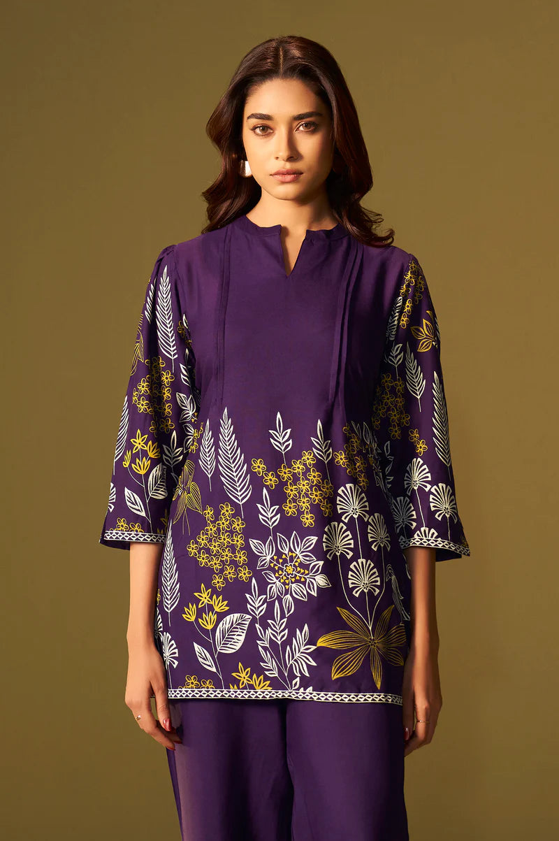 Purple Rayon Floral Printed Co-Ord Set