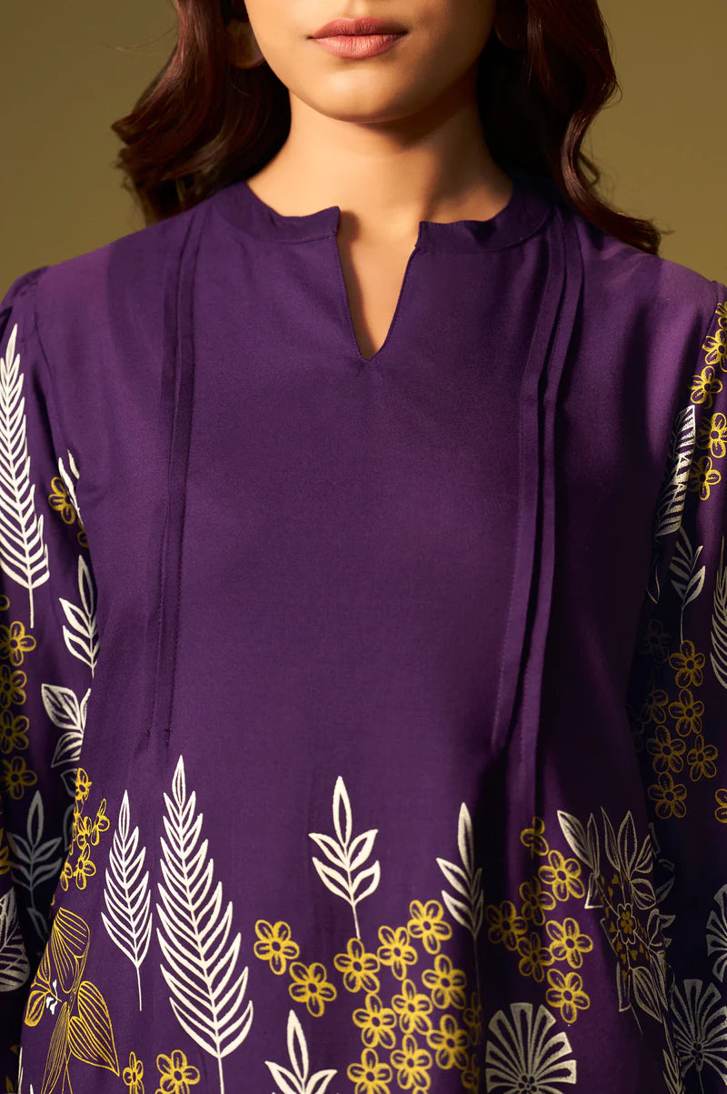 Purple Rayon Floral Printed Co-Ord Set