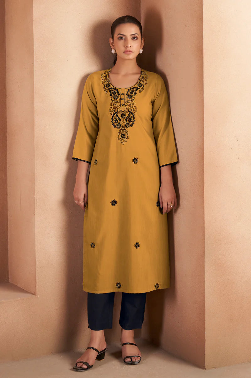 Pista Green Cotton Blend Chikankari Embroidered Kurta