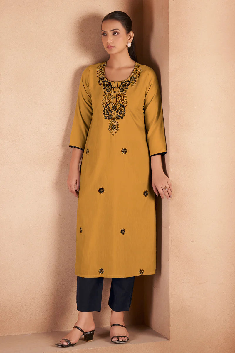 Pista Green Cotton Blend Chikankari Embroidered Kurta