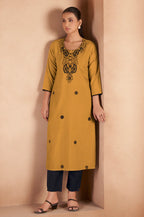 Pista Green Cotton Blend Chikankari Embroidered Kurta