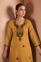 Pista Green Cotton Blend Chikankari Embroidered Kurta