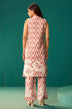 White Pure Cotton Printed Co-Ord Set For Women