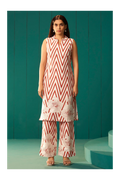 White Pure Cotton Printed Co-Ord Set For Women