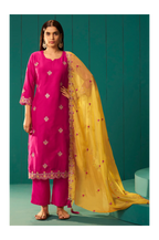 Pink Chinnon Embroidered Kurta Set With Dupatta