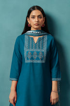Red Cotton Blend Digital Printed Straight Kurta Set