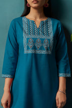 Red Cotton Blend Digital Printed Straight Kurta Set