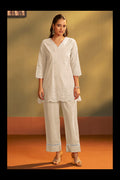 Women’s Cream Pure Cotton Schiffli Co-Ord Set