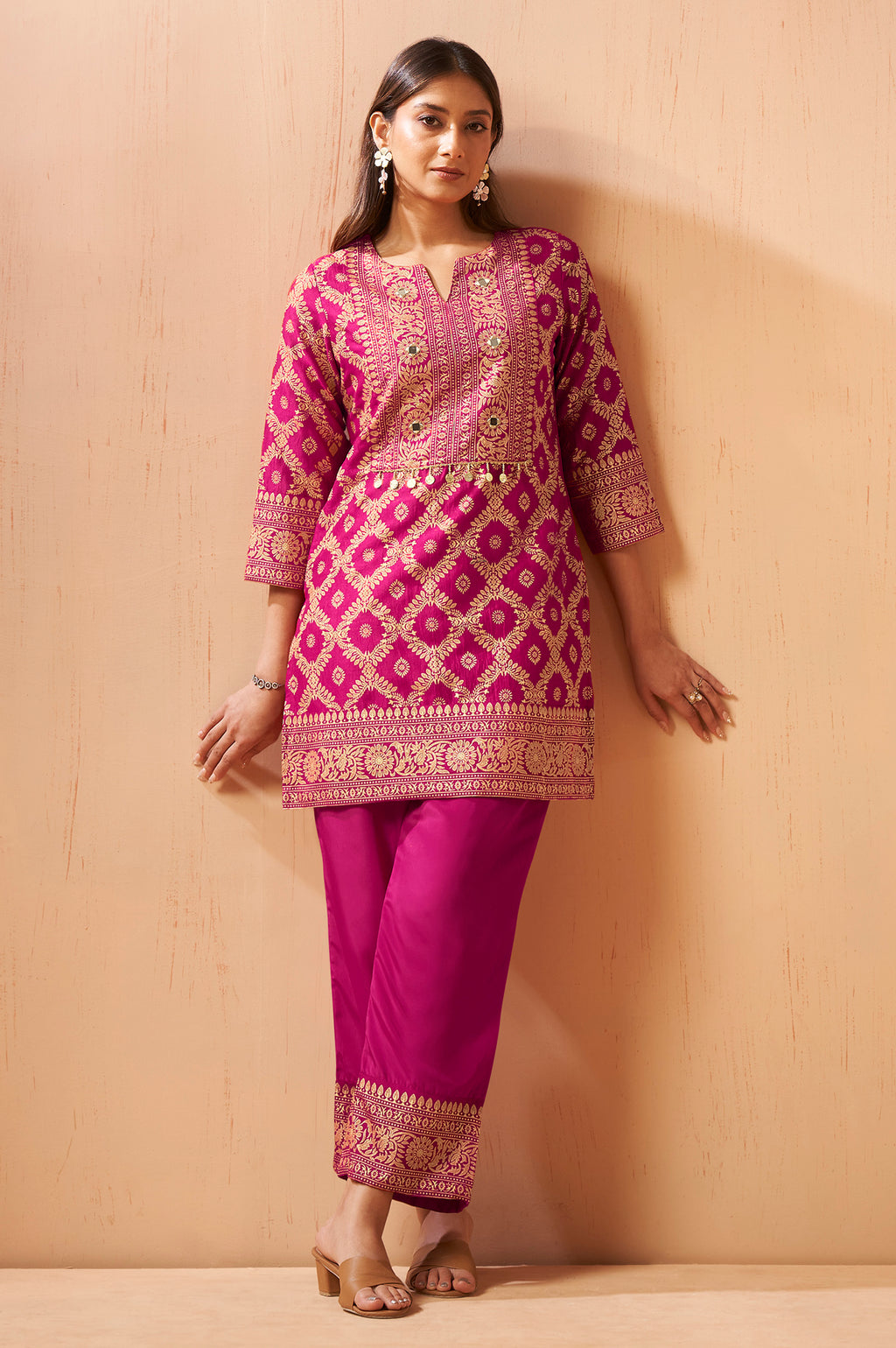 Women's Rama Green Jacquard Vichitra Silk Co-Ord Set