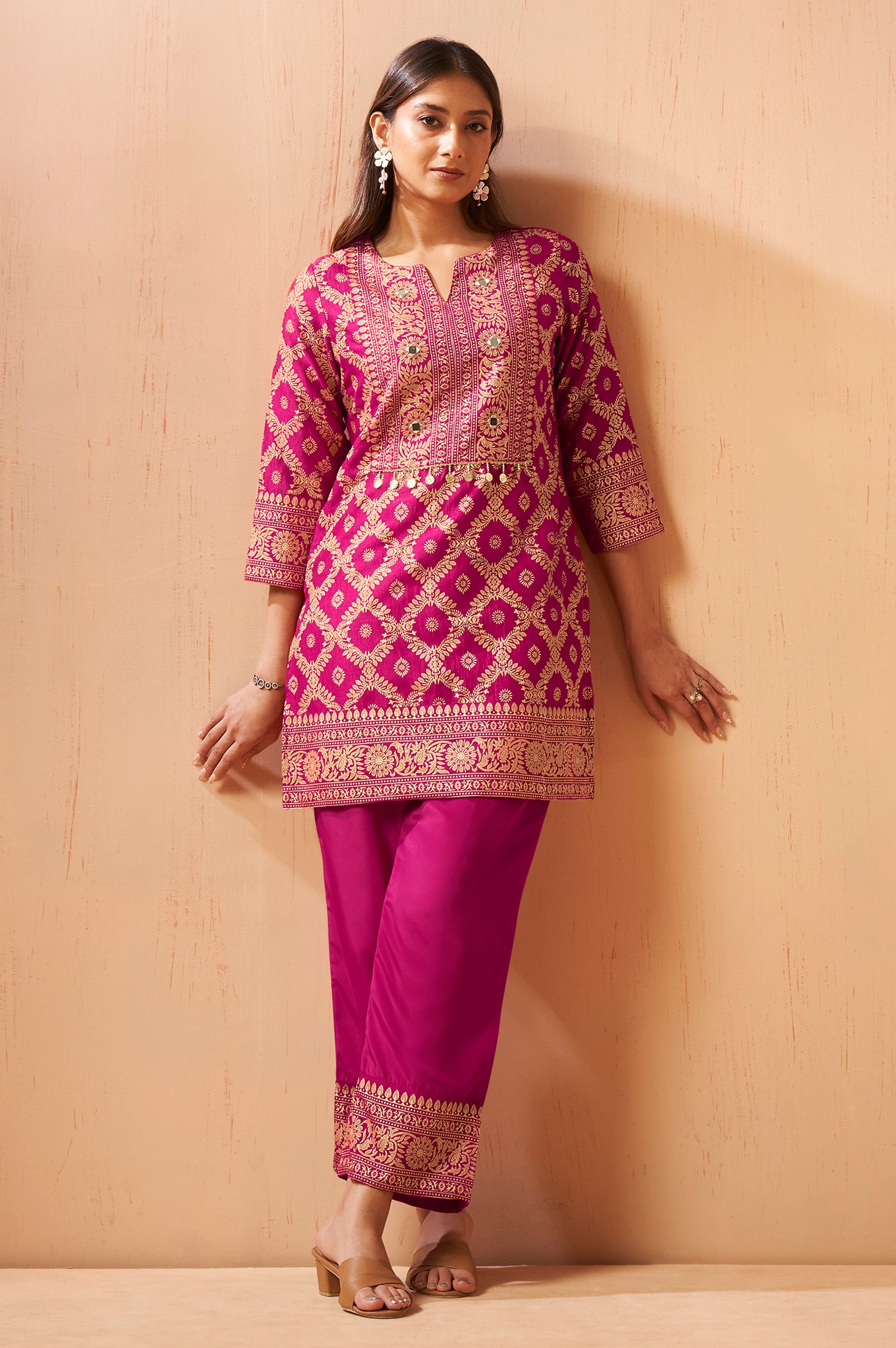 Women's Rama Green Jacquard Vichitra Silk Co-Ord Set