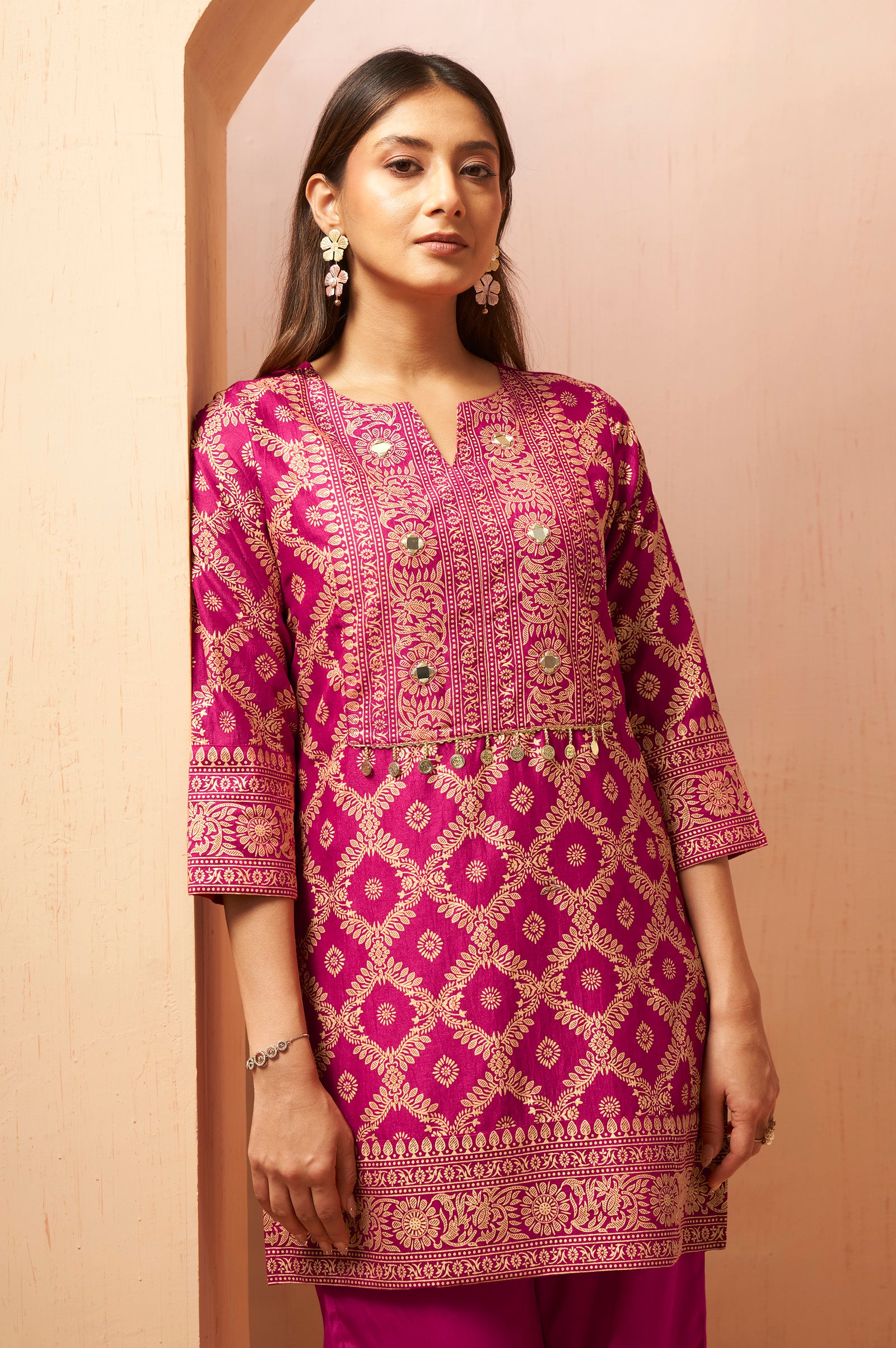 Women's Rama Green Jacquard Vichitra Silk Co-Ord Set