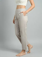 Cream Premium Cotton Ankle-Length Straight Pants — Elegant Everyday Fit