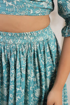 Elegant Cotton Crop Top & Skirt Co-ord Set – Floral Print | Summer Ethnic Wear