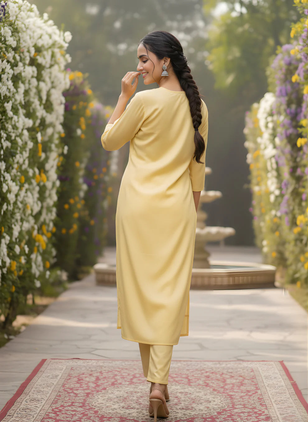 Mustard Yellow Embroidered Pure Flex Cotton Kurta Set