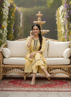 Mustard Yellow Embroidered Pure Flex Cotton Kurta Set