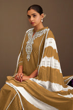 Rama Pure Cotton Schiffli Embroidered Straight Kurta Set with Cotton Pants & Najmin Chiffon Dupatta