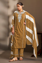 Rama Pure Cotton Schiffli Embroidered Straight Kurta Set with Cotton Pants & Najmin Chiffon Dupatta