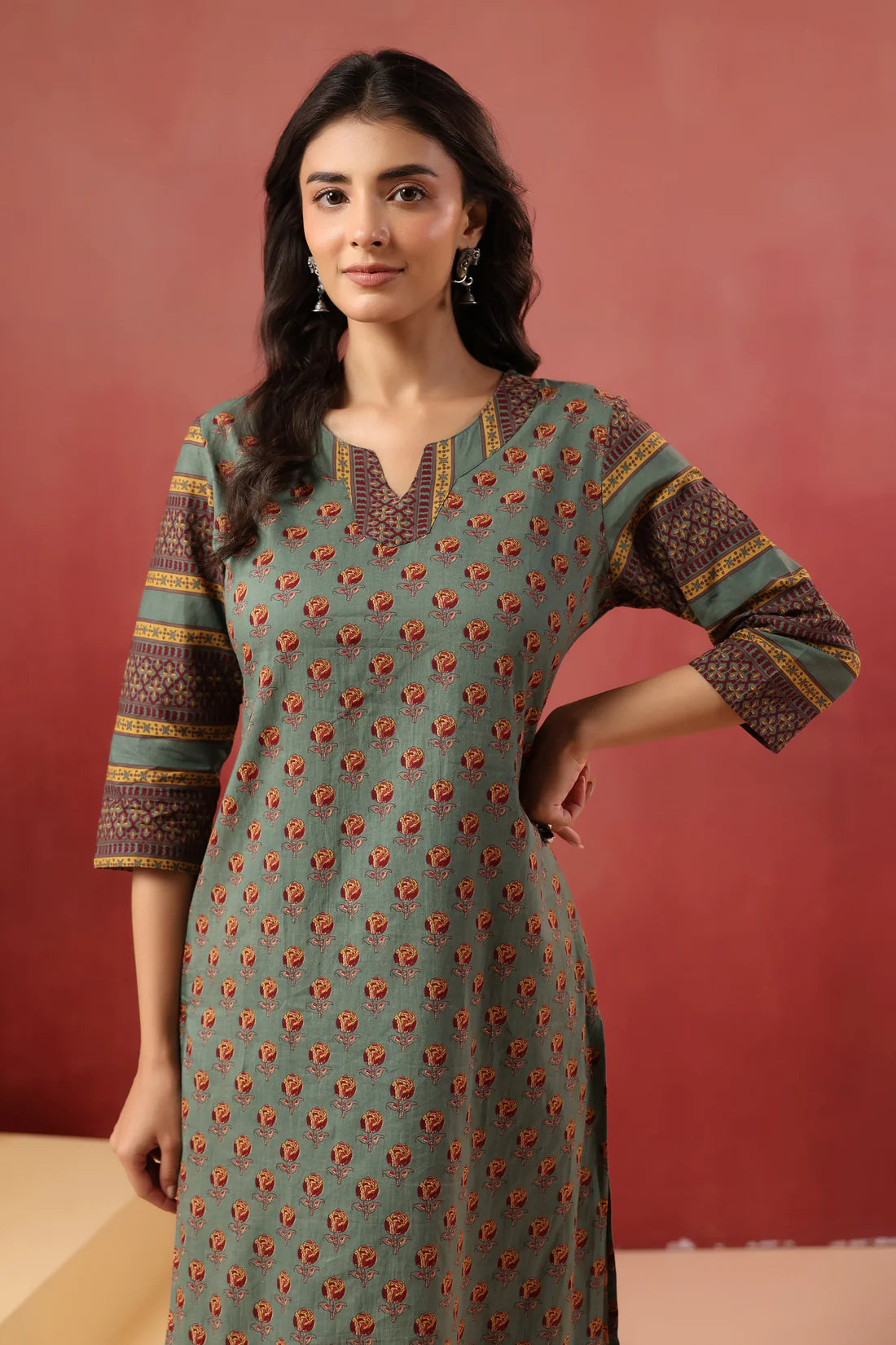 Cotton Straight Kurti — Elegant Long Ethnic Wear