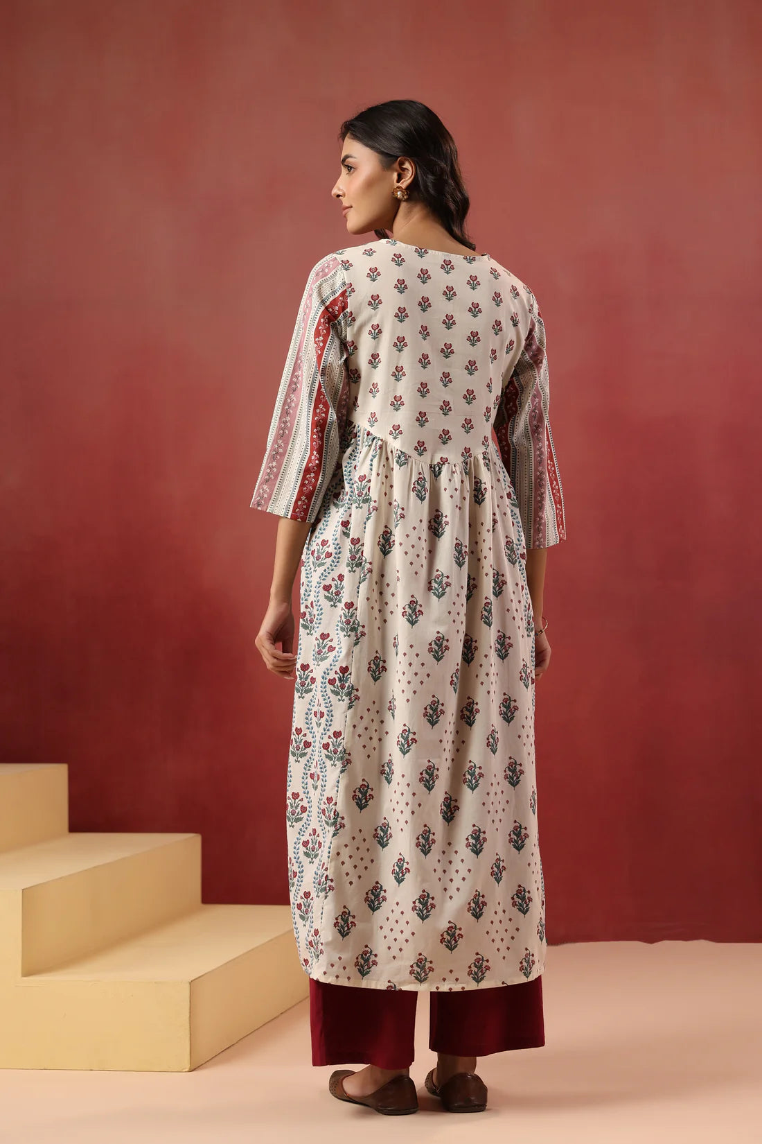 Hand-Block Printed Cotton Kurti — Elegant Flowy Ethnic Wear