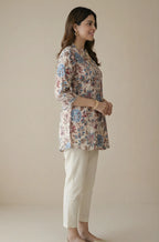 Ivory Pure Cotton Mughal Floral Printed Top