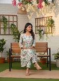 Ivory Floral Pure Cotton Self-Embroidered Kurta Set