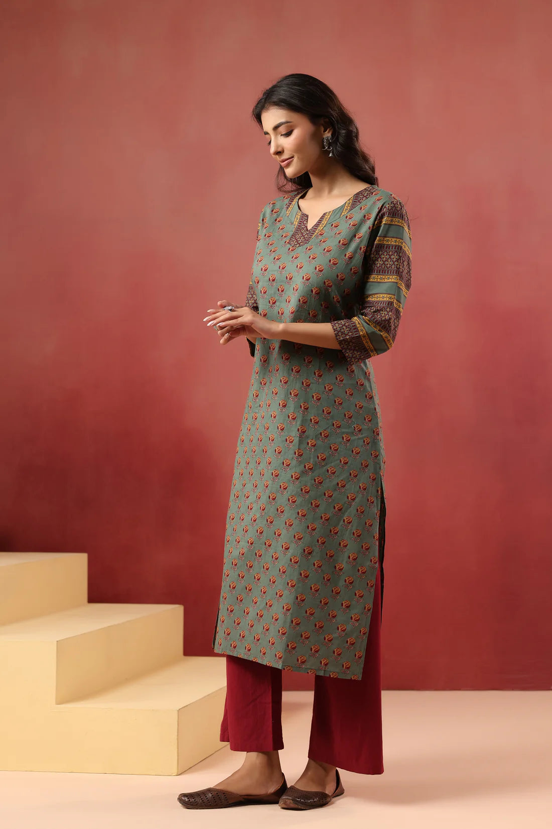 Cotton Straight Kurti — Elegant Long Ethnic Wear