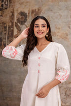 White & Pink Flex Cotton Dress with Lining – Women Wear