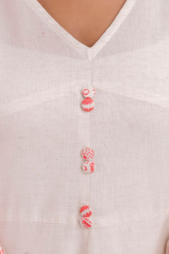 White & Pink Flex Cotton Dress with Lining – Women Wear