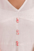 White & Pink Flex Cotton Dress with Lining – Women Wear