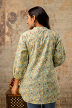 Mint Green Pure Cotton Jaipuri Floral Printed Top