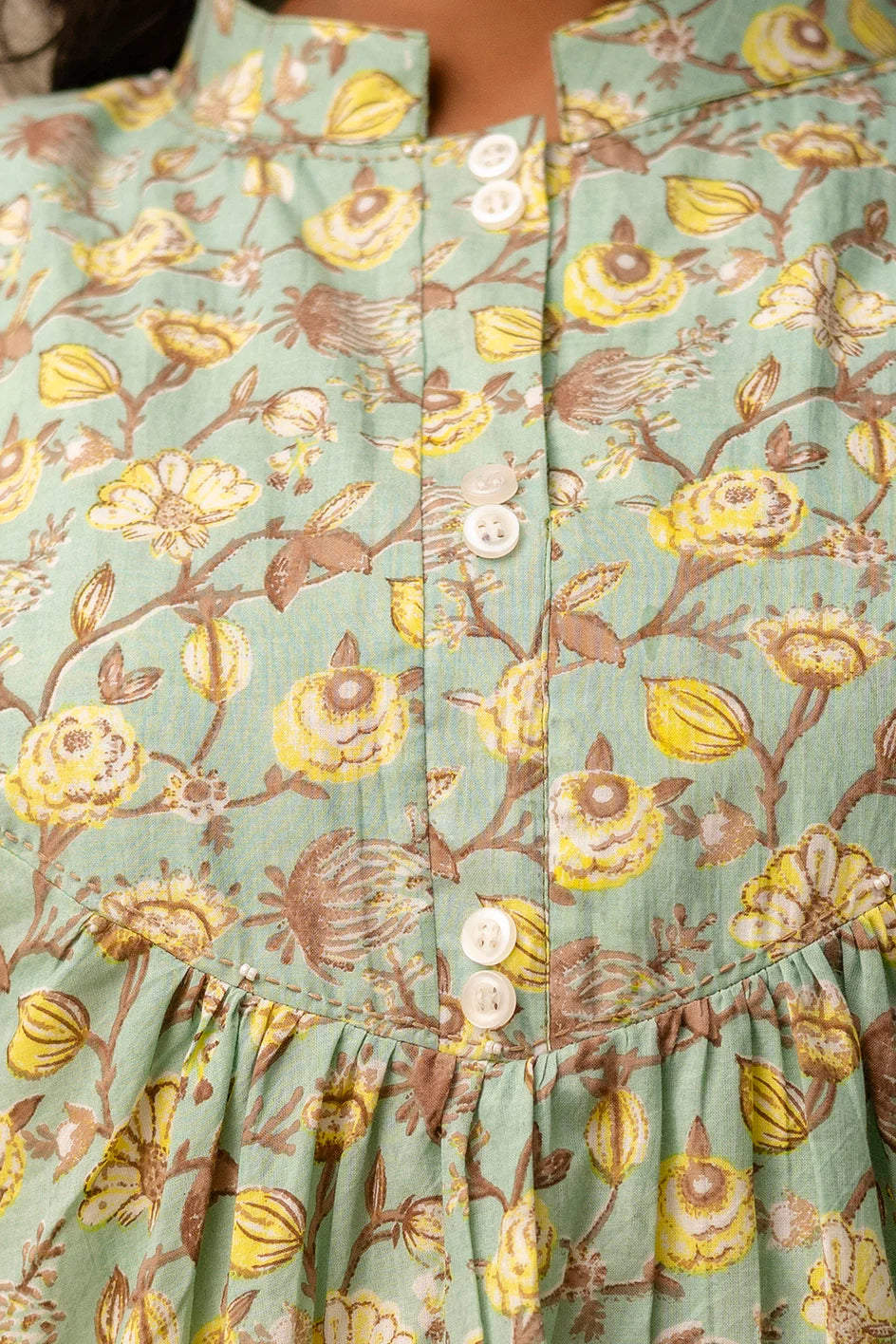 Mint Green Pure Cotton Jaipuri Floral Printed Top
