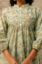 Mint Green Pure Cotton Jaipuri Floral Printed Top