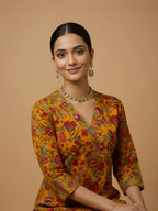 Mustard Bloom Pure Cotton Printed Kurta & Pant Set | Ethnic Floral Co-ord
