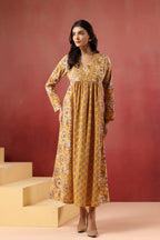 Printed Cotton Kurti — Elegant Long Flared Ethnic Wear